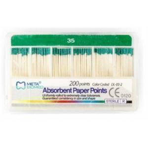 Штифты бумажные конусность .02, размеры в ассортименте (200 штук) МЕТА Dental, Южная Корея