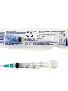 Шприц 3 мл инъекционный 3-х составной с иглой LUER-LOCK Бейджинг