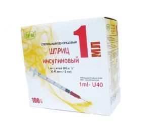Шприц инъекционный инсулиновый 1 мл (SFM Hospital Products GmbH), штука