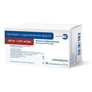 ИзображениеАртикаин с адреналином 1:100 (карп. 1,7 мл №50) Бинергия  МДЛП  04.25