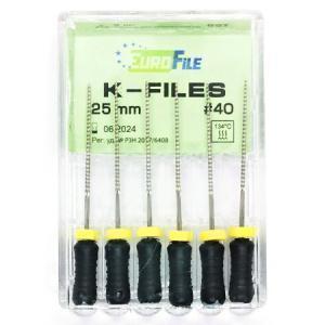 K-Files 25 мм №40, 6 шт, EUROFILE