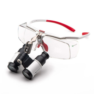 Бинокуляры стоматологические FLIP-UP AIR-X PRISMATIC 3.5X350 на оправе White-Red, Univet