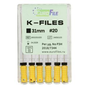 K-Files 31 мм №20, 6 шт, EUROFILE
