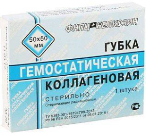 Губка гемостатическая коллагеновая 50х50мм, ОАО Белкозин, Россия