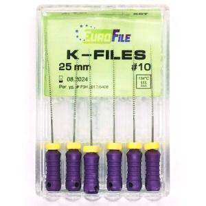 K-Files 25 мм №10, 6 шт, EUROFILE
