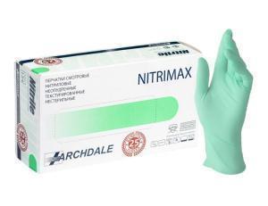 Перчатки нитриловые с текстурой на пальцах ЗЕЛЕНЫЕ NitriMax (упаковка, 50 пар), размеры в ассортименте