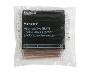 Monoart® Слюноотсосы EM15 прозрачные, 100 шт, Euronda