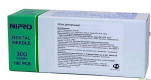 Иглы карпульные Nipro одноразовые, размер в ассортименте, 100шт (Япония)