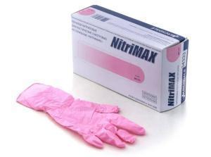 Перчатки нитриловые с текстурой на пальцах РОЗОВЫЕ NitriMax (упаковка, 50 пар),  размеры в ассортименте