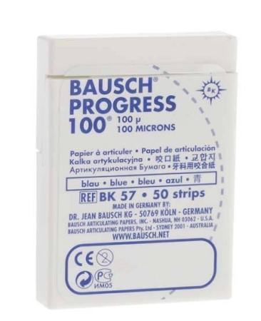 Бумага артикуляционная Progress 100 мкм полосы, 50 шт, Bausch