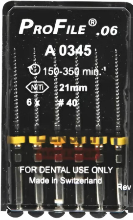 Машинные файлы ProFile, 6 штук, Dentsply Maillefer