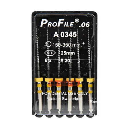 Машинные файлы ProFile, 6 штук, Dentsply Maillefer