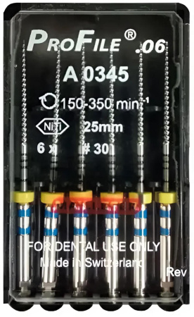 Машинные файлы ProFile, 6 штук, Dentsply Maillefer