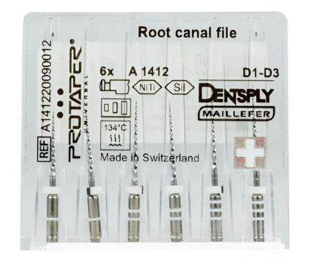 Файлы для распломбировки (перелечивания) каналов ProTaper Retreatment, 6 штук, Dentsply Maillefer
