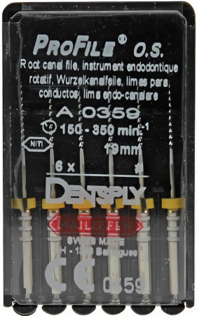 Машинные файлы ProFile OS 19 мм, 6 штук. Dentsply Maillefer