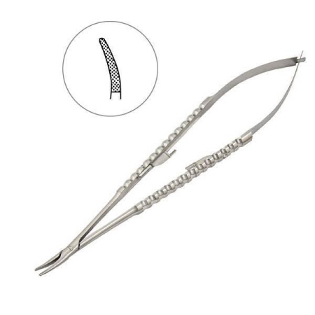 Иглодержатель хирургический изогнутый Micro Nadelhalter 18см 40-96D