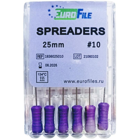 Ручные файлы Spreaders 25 мм, 6 шт, EUROFILE