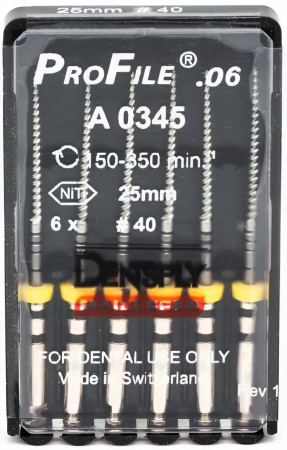 Машинные файлы ProFile, 6 штук, Dentsply Maillefer