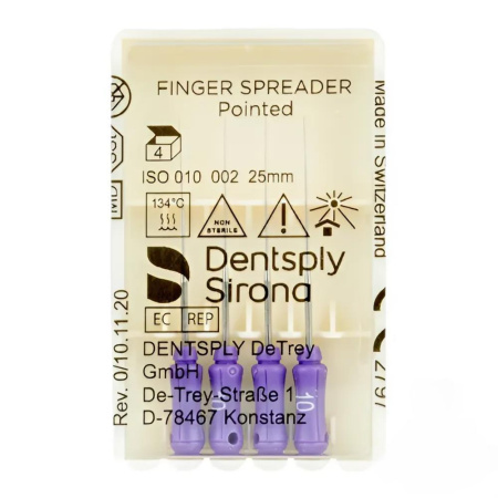 Ручные файлы Finger Spreaders Pointed, 4 шт, Dentsply Maillefer