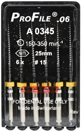 Машинные файлы ProFile, 6 штук, Dentsply Maillefer
