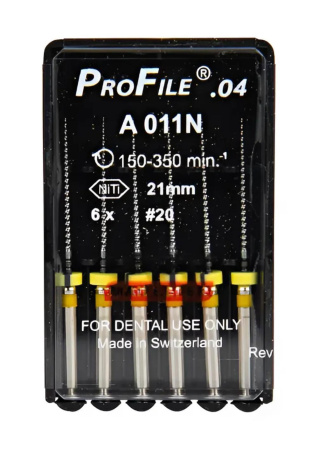 Машинные файлы ProFile, 6 штук, Dentsply Maillefer