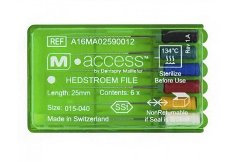 Ручные файлы Hedstroem File M-Access, 6 шт, Dentsply Maillefer