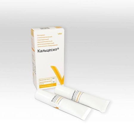 Кальцесил (5г+3г), Материал стоматологический подкладочный двухкомпонентный рентгеноконтрастный химического отверждения. ВладМиВа, Россия