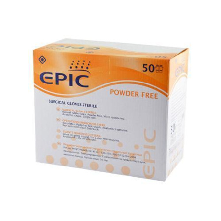 Перчатки хирургические стерильные неопудренные, 50 пар, EPIC
