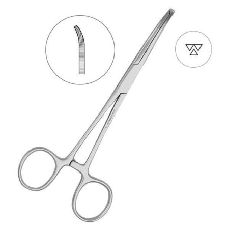 Зажим изогнутый хирургический с зубчиками Kocherklemme 15см 20-34