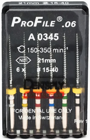 Машинные файлы ProFile, 6 штук, Dentsply Maillefer