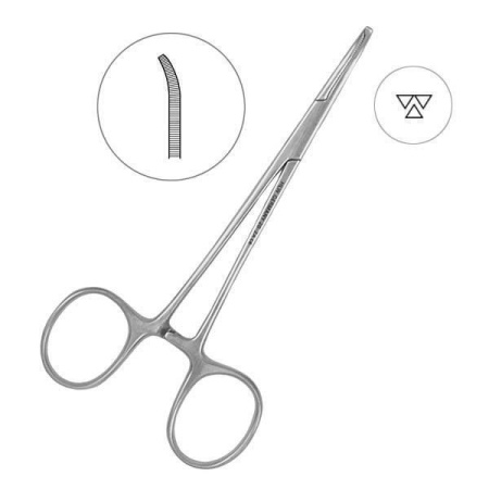 Зажим изогнутый хирургический с зубчиками Kocherklemme 12,5см 20-33