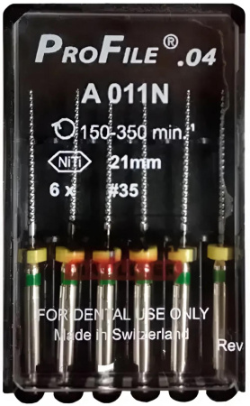 Машинные файлы ProFile, 6 штук, Dentsply Maillefer