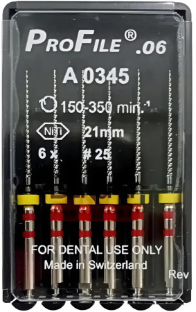 Машинные файлы ProFile, 6 штук, Dentsply Maillefer