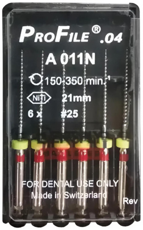Машинные файлы ProFile, 6 штук, Dentsply Maillefer