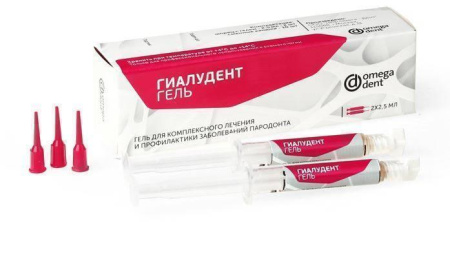 Гиалудент Гель с хлоргексидином и метронидазолом (2 шпр х 2,5 мл + 10 канюль) Омега, Россия